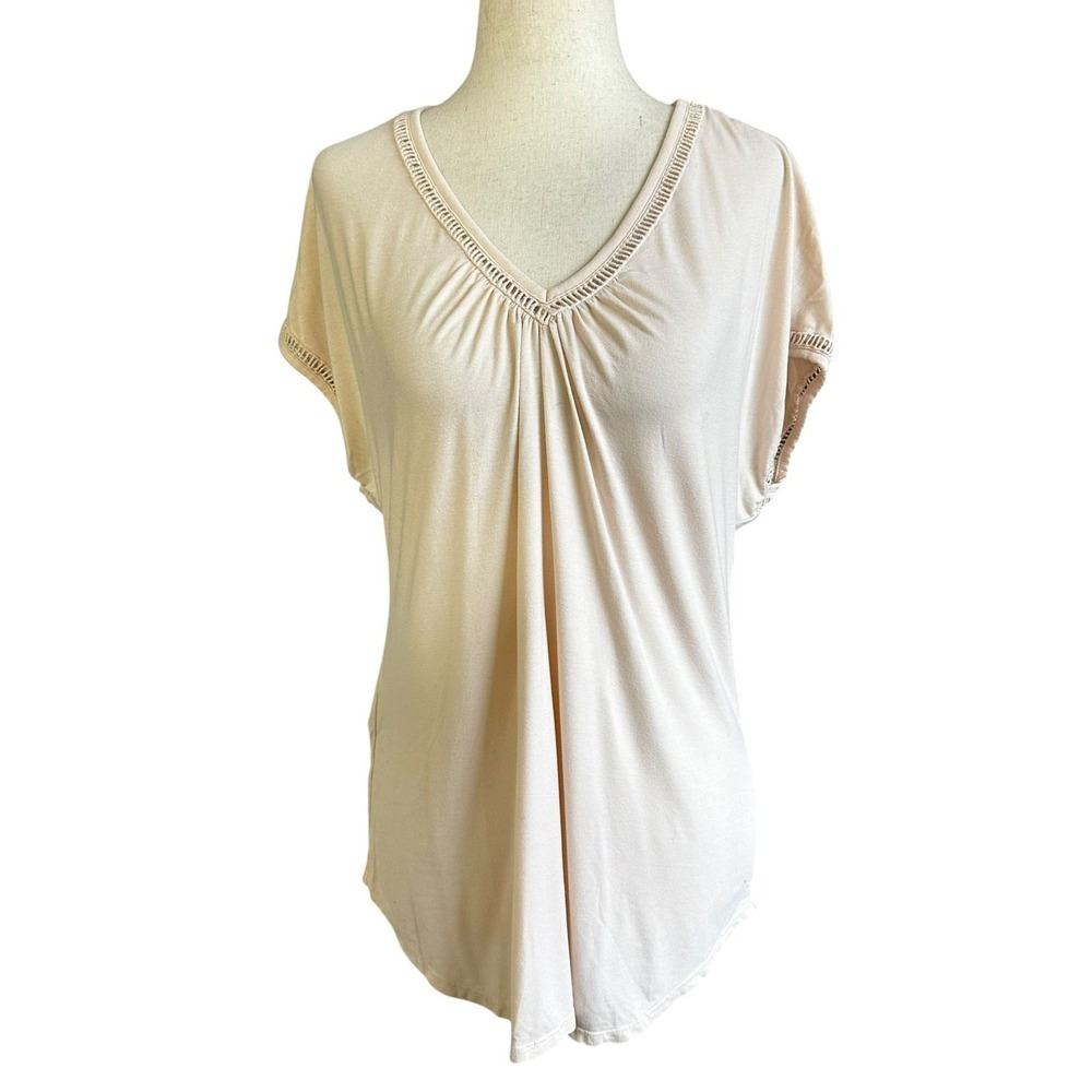Meadow Rue Anthropologie Peach V-Neck Top Women's Blouse Size Small | 11-13